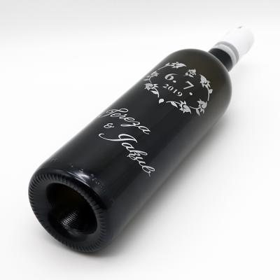 Svatební láhev - hloubkové pískování a barvení skla