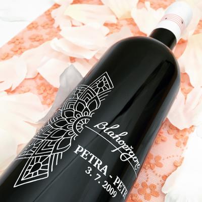 Svatební láhev - hloubkové pískování a barvení skla