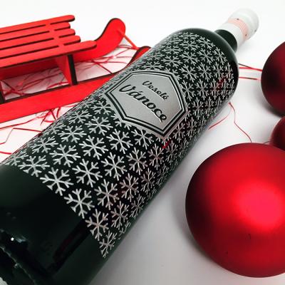 Vánoční láhev - hloubkové pískování a barvení skla