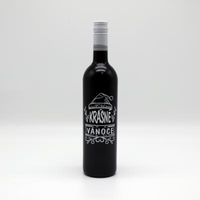 Vánoční láhev - hloubkové pískování a barvení skla